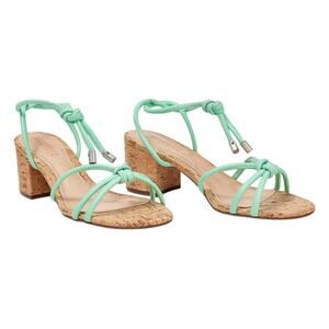 Schutz Cork Mid-Heeled Sandals Suzy Deep Mint Women's Size 8.5B New in Box